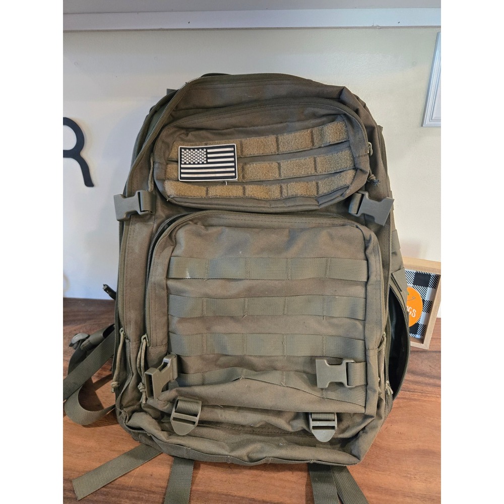 Tactical Assault Backpack Olive Drab Green MOLLE Military Style Rucksack Bag